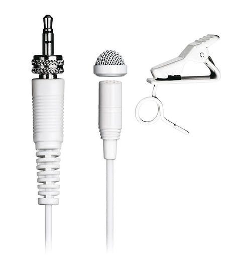 Tascam TM-10L knaphulsmikrofon minijack med omløber, Hvid