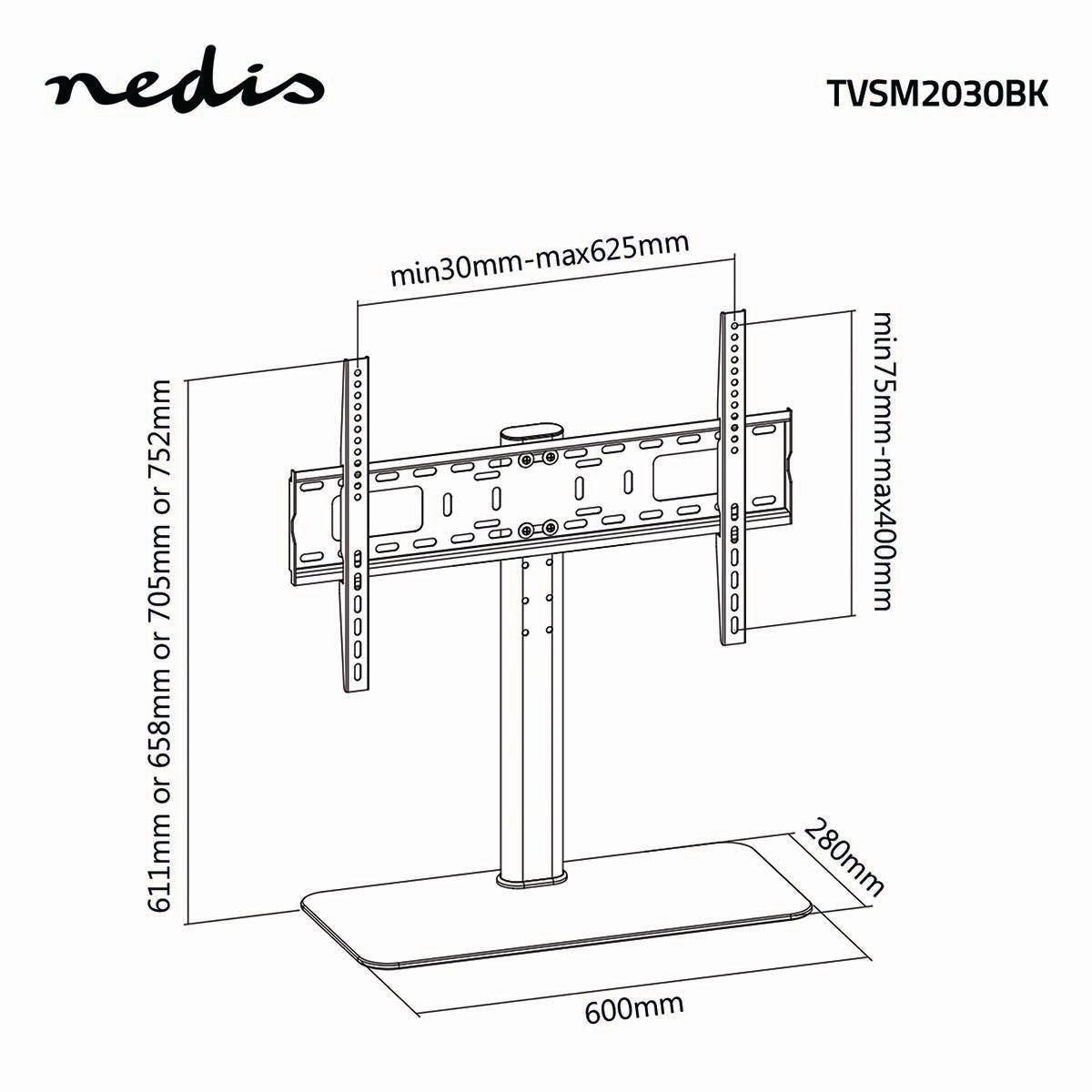 TV Stativ Fast m. 4 Højdepositioner (32-65", 45kg)