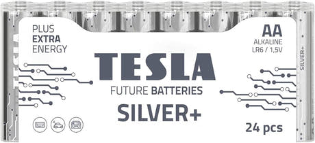 Tesla Silver+ AA Alkaline Batterier (24 stk)