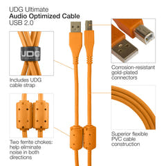 UDG Ultimate Audio Cable USB 2.0 A-B Orange Angled 3m