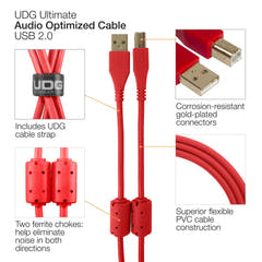 UDG Ultimate Audio Cable USB 2.0 A-B Rød Straight 2m
