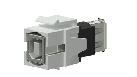 Keystone adapter usb 2.0a til usb 2.0b, Hvid