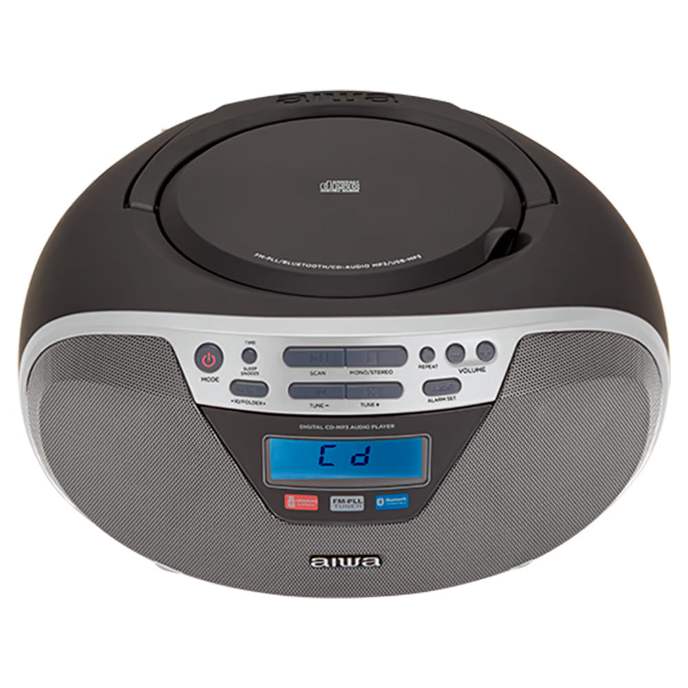 AIWA CDT-200 Boombox – CD, Bluetooth, USB & FM-radio, sølv