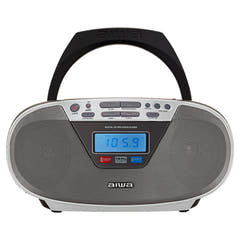AIWA CDT-200 Boombox – CD, Bluetooth, USB & FM-radio, sølv