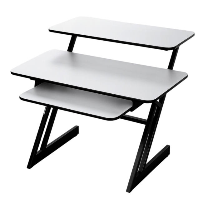 Studiebord med hylder og udtræk til keyboard (120 cm)