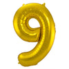 9 Formet Nummer Folieballon (Guld, 86 cm)