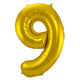 9 Formet Nummer Folieballon (Guld, 86 cm)
