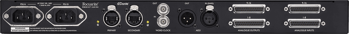Focusrite RedNet A16R mkII. Dante Interface