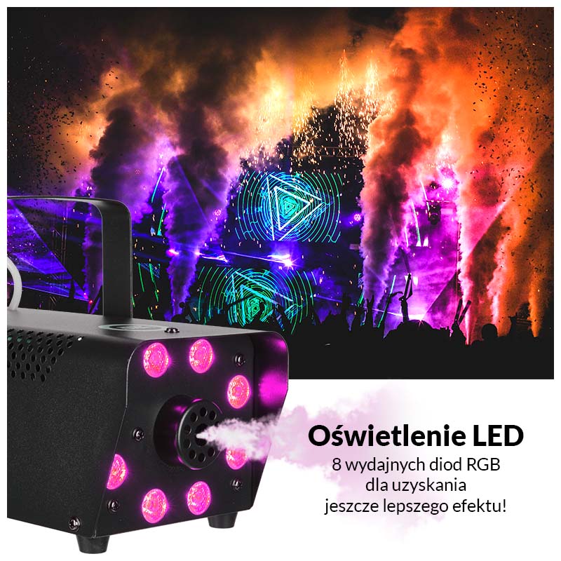 Light4Me Fog 500 LED Røgmaskine 500W med RGB LED Lys