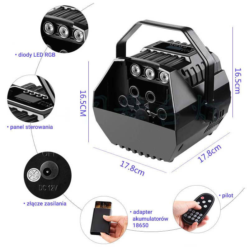 LIGHT4ME BM2 LED-boblemaskine med LED-fjernbetjening