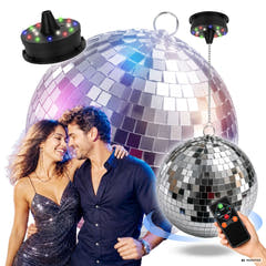 Light4Me Spejlkugle 20 cm med LED, Motor og Fjernbetjening