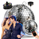 Light4Me Spejlkugle 20 cm med LED, Motor og Fjernbetjening