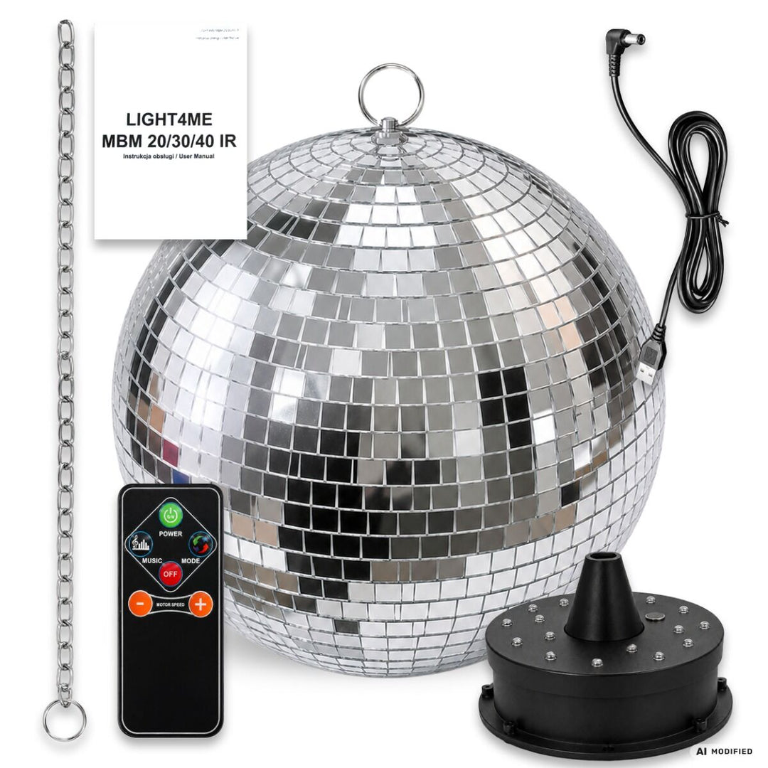 Light4Me Spejlkugle 30 cm med LED, Motor og Fjernbetjening