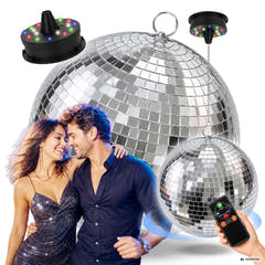 Light4Me Spejlkugle 30 cm med LED, Motor og Fjernbetjening