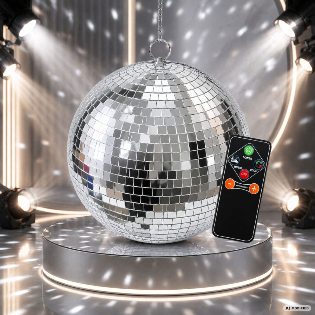 Light4Me Spejlkugle 30 cm med LED, Motor og Fjernbetjening