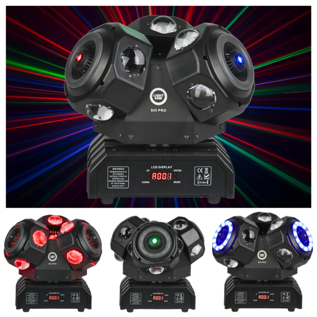 LIGHT4ME SID PRO 5-i-1 bevægelig multieffektlampe