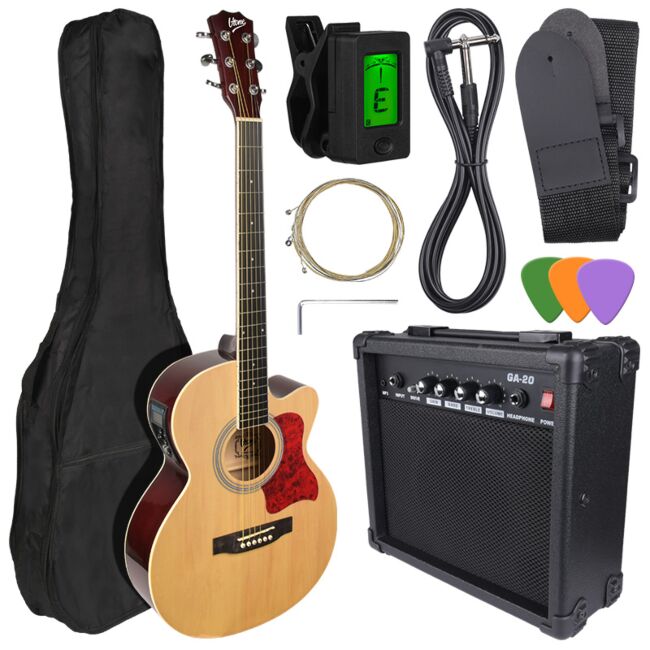 V-TONE EAG SET NT elektrisk akustisk guitar + forstærker, Naturel