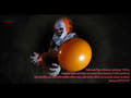 Halloween-figur klovn med ballon, animeret, 170 cm
