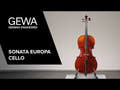 GEWA Sonata Europa cello 1/4, sat op med massarandubabue og taske