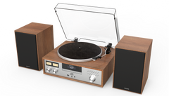 AIWA LPS-1 HiFi Pladespiller med DAB+, CD, Bluetooth og Højttalere, valnød