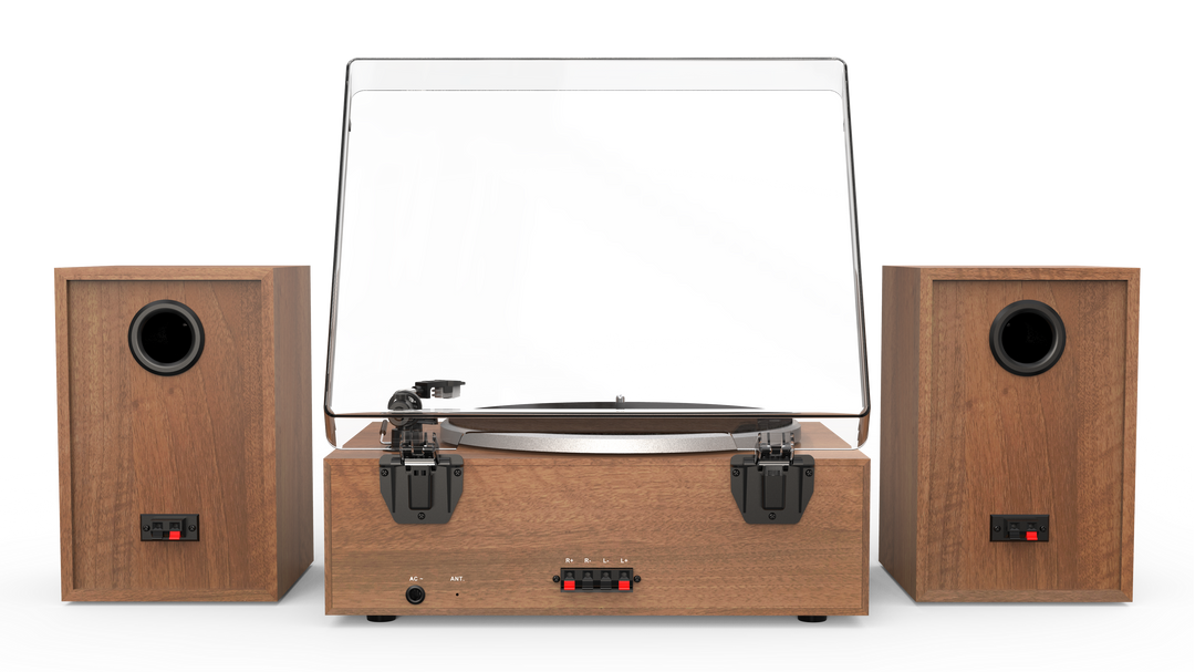 AIWA LPS-1 HiFi Pladespiller med DAB+, CD, Bluetooth og Højttalere, valnød