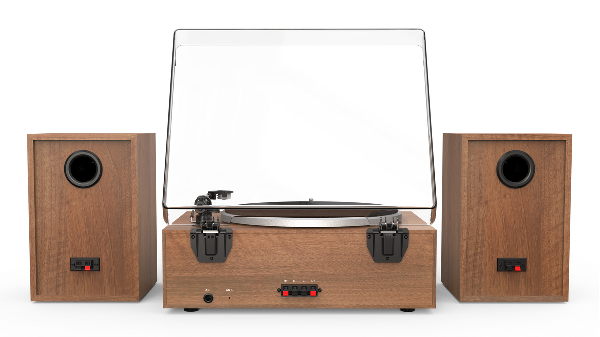 AIWA LPS-1 HiFi Pladespiller med DAB+, CD, Bluetooth og Højttalere, valnød