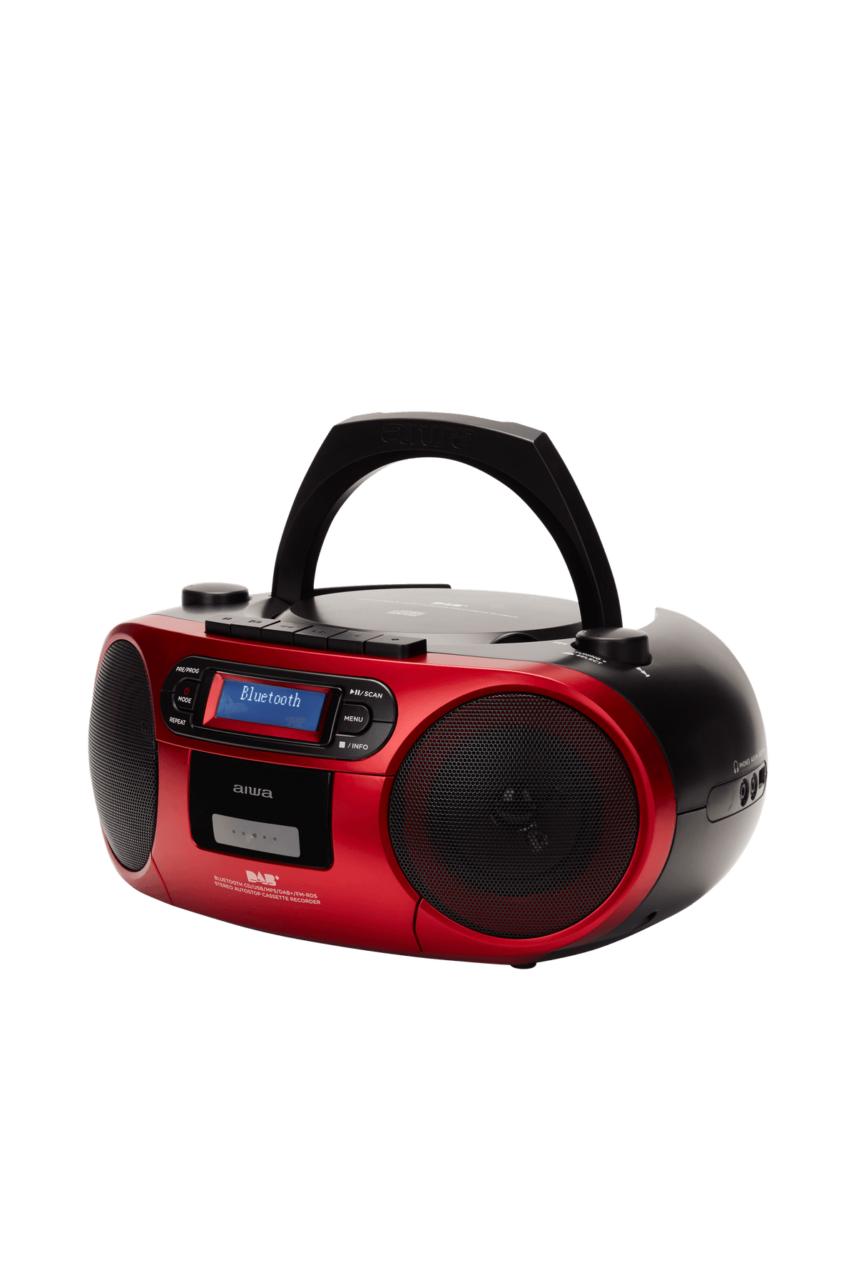 AIWA RC-300 Boombox med CD, Kassette, DAB+, Bluetooth og USB, rød