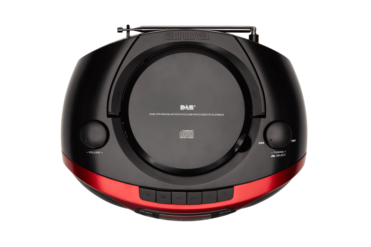 AIWA RC-300 Boombox med CD, Kassette, DAB+, Bluetooth og USB, rød