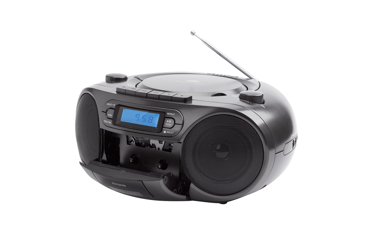 AIWA RC-250 Boombox – CD, Kassette, Bluetooth & FM, sort