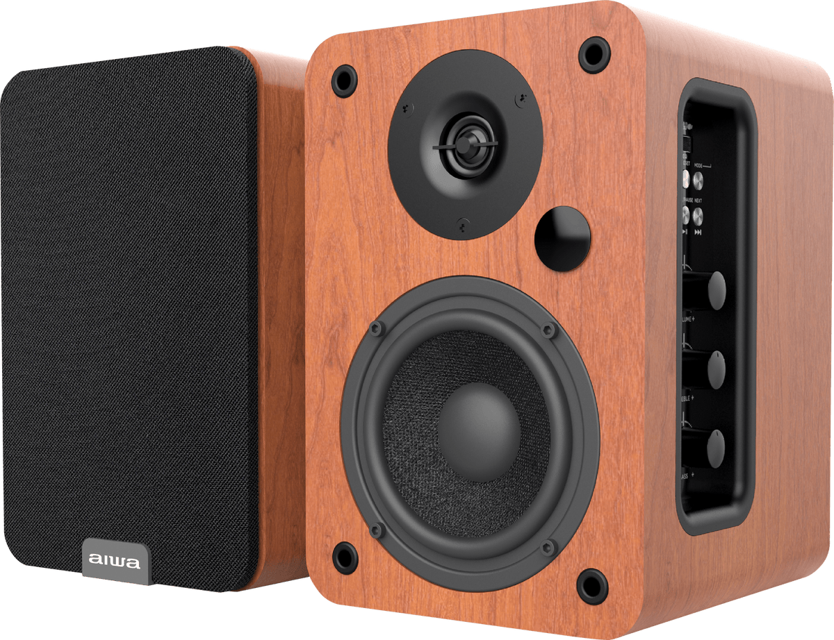 AIWA SPA-200 Aktive Højttalere – Bluetooth & HDMI ARC,brun
