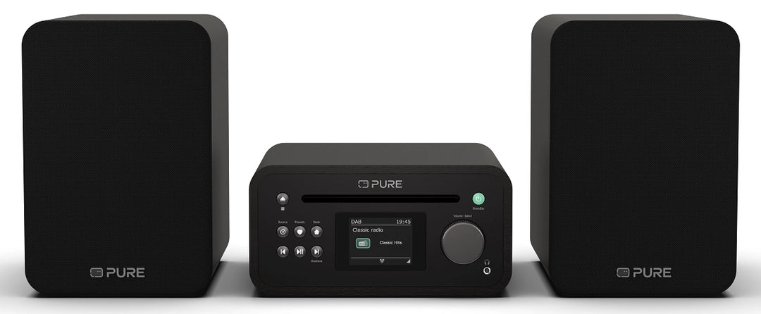 Pure Classic Stereo Mini Hi-Fi System – DAB+, CD, Bluetooth, 40W, Sort