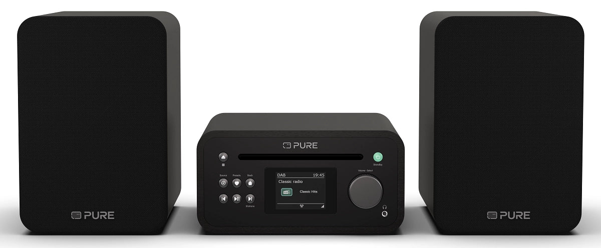 Pure Classic Stereo Mini Hi-Fi System – DAB+, CD, Bluetooth, 40W, Sort