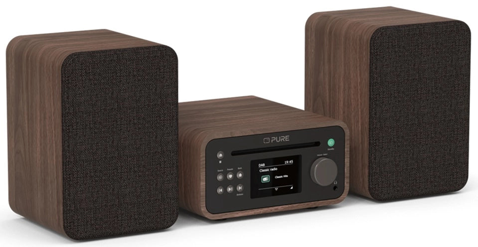 Pure Classic Stereo Mini Hi-Fi System – DAB+, CD, Bluetooth, 40W, Valnød