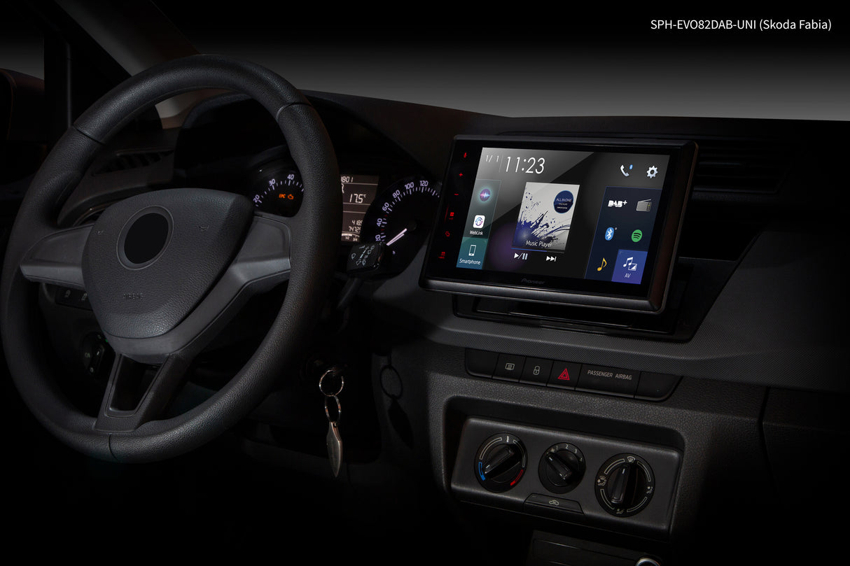 Pioneer SPH-EVO82DAB-Uni1-DIN Bilstereo m. Apple CarPlay, DAB og Bluetooth