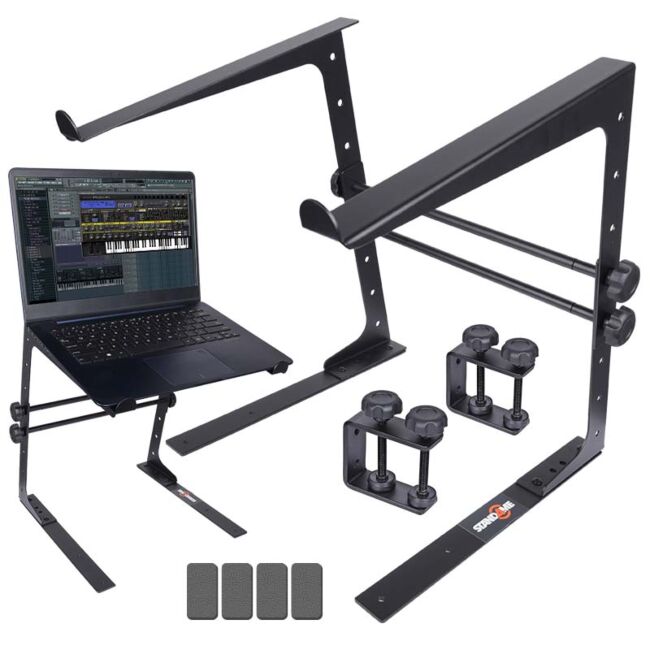 Laptopstativ med monteringsbeslag – justerbart til 12–17", Sort