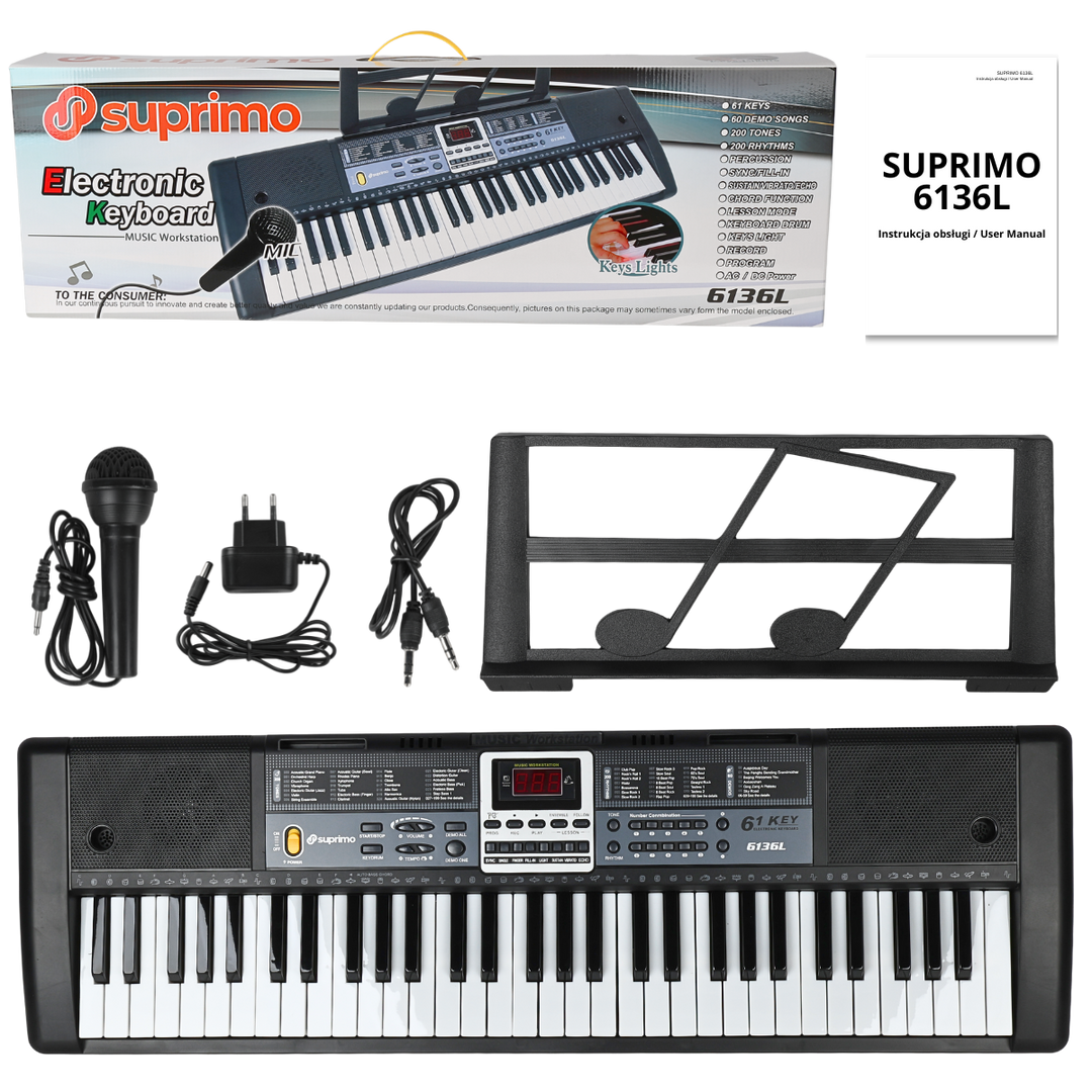 SUPRIMO 6136L keyboard med mikrofon