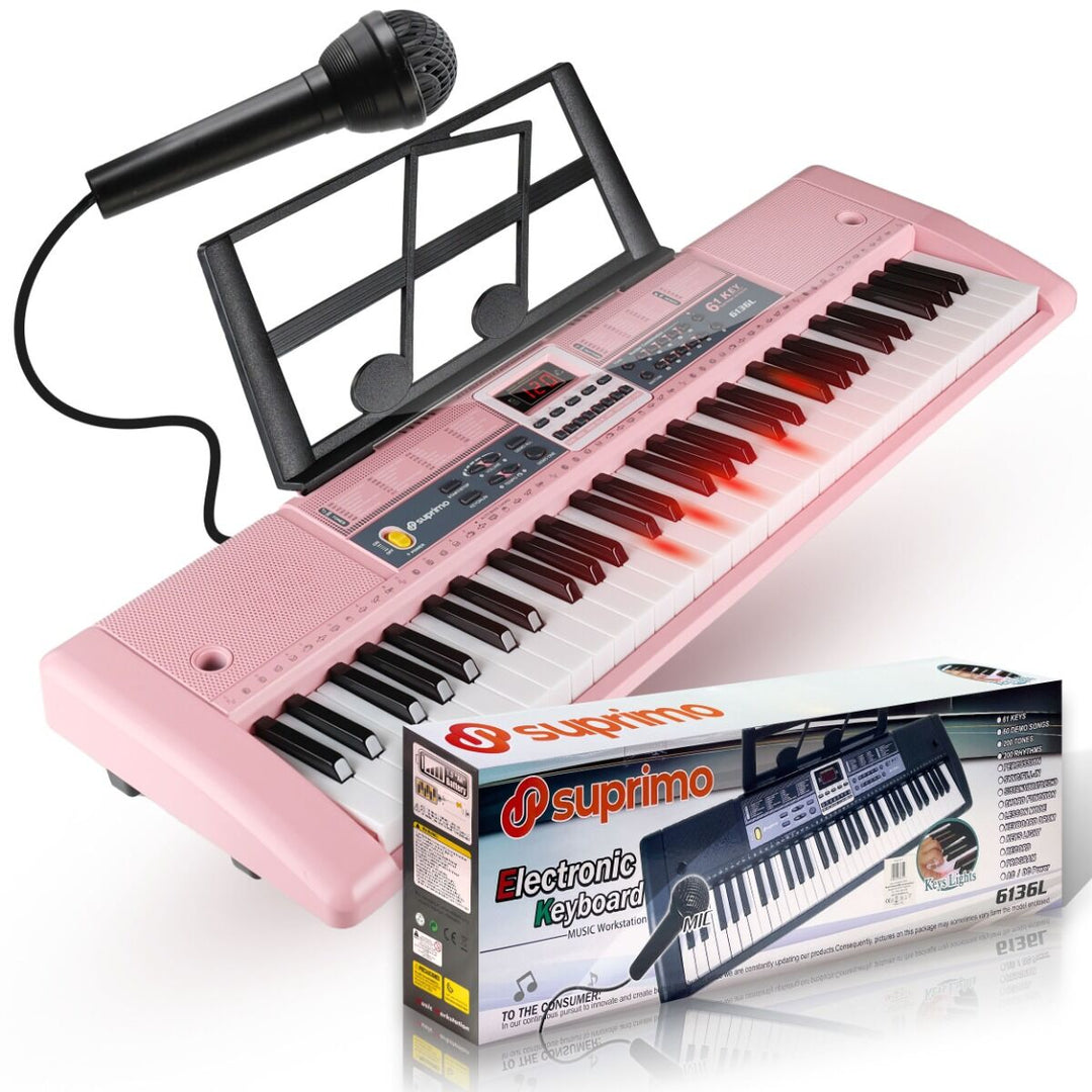 Suprimo Keyboard til Børn med Mikrofon – Pink
