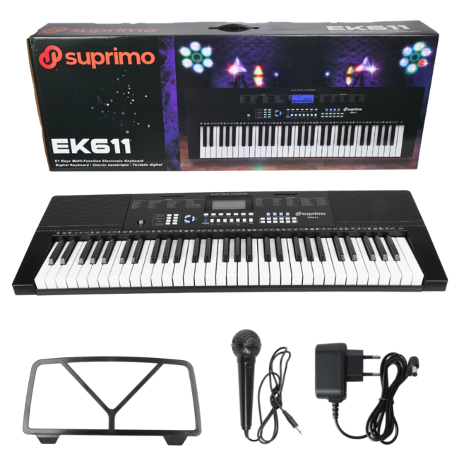 Suprimo EK611 Keyboard 61 Tangenter, Sort