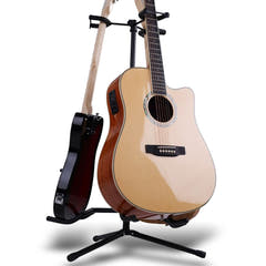 Guitarstativ til 3 Guitarer - Sort Foldbart Stålstativ