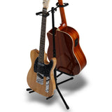 Guitarstativ til 2 Guitarer - Sort Foldbart Stålstativ