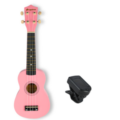 Ukulelesæt med Etui, Tuner og Tilbehør, Pink