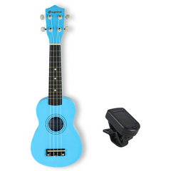 Ukulelesæt med Etui, Tuner og Tilbehør, Blå
