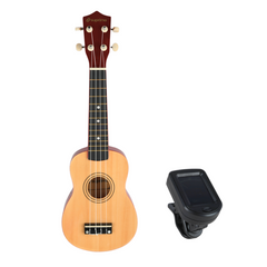 Ukulelesæt med Etui, Tuner og Tilbehør, Naturtræ