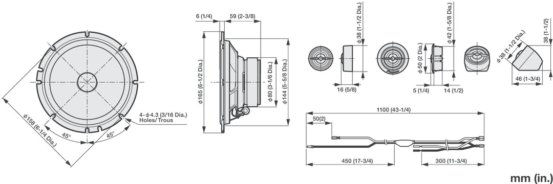 Pioneer TS-A1601C 2-vejs Komponentsystem (350W, 16,5cm)