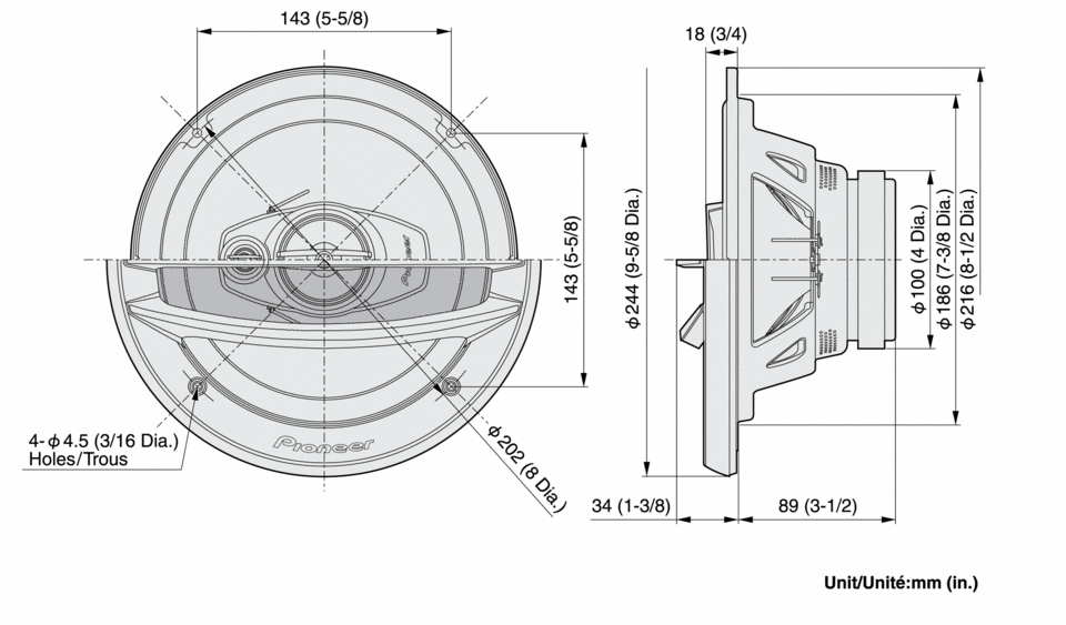 Pioneer TS-A2013i 3-vejs Højttaler (500W, 20 cm)