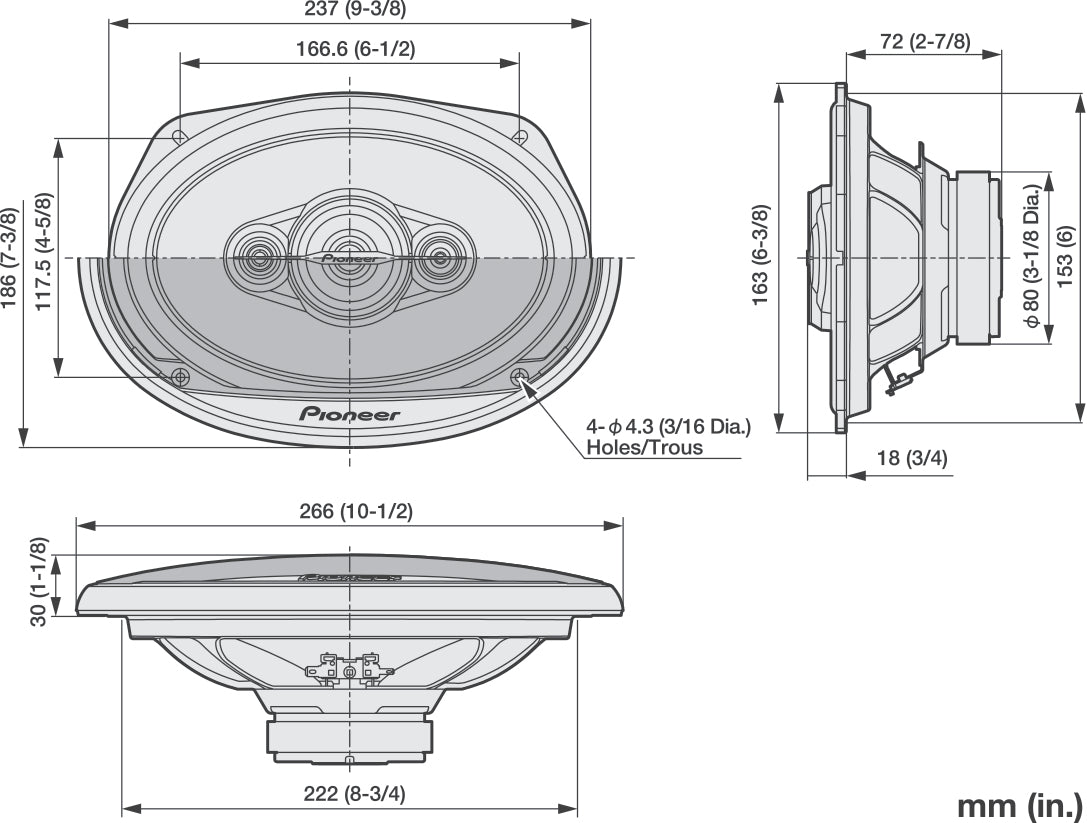 Pioneer TS-A6961F 4-vejs Koaksialsystem (450W, 6"x9")