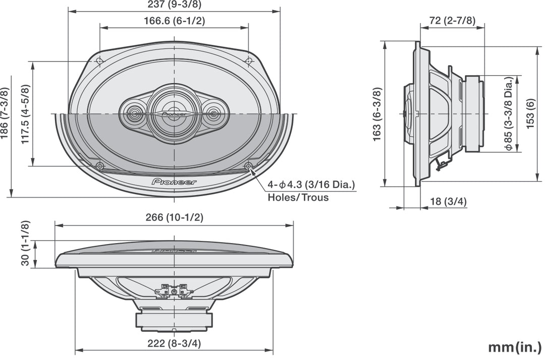 Pioneer TS-A6971F  5-vejs Koaksialsystem (600W, 6"x9")