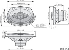 Pioneer TS-A6991F Bilhøjttaler 5-vejs koaksialsystem (700W, 6"x9")