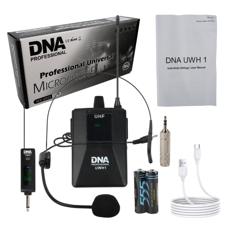 DNA UWH 1 Trådløst Headset Mikrofon System med Bodypack