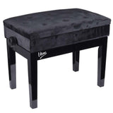 Klaverbænk – Opbevaring og justerbar Højde (Sort velour)